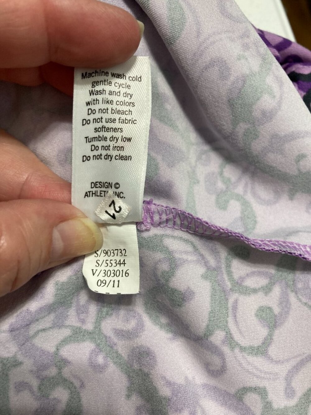 Athleta Nectar Faux Wrap Dress Purple Vine Scroll Paisley V-Neck Ruched L? - Picture 8 of 11